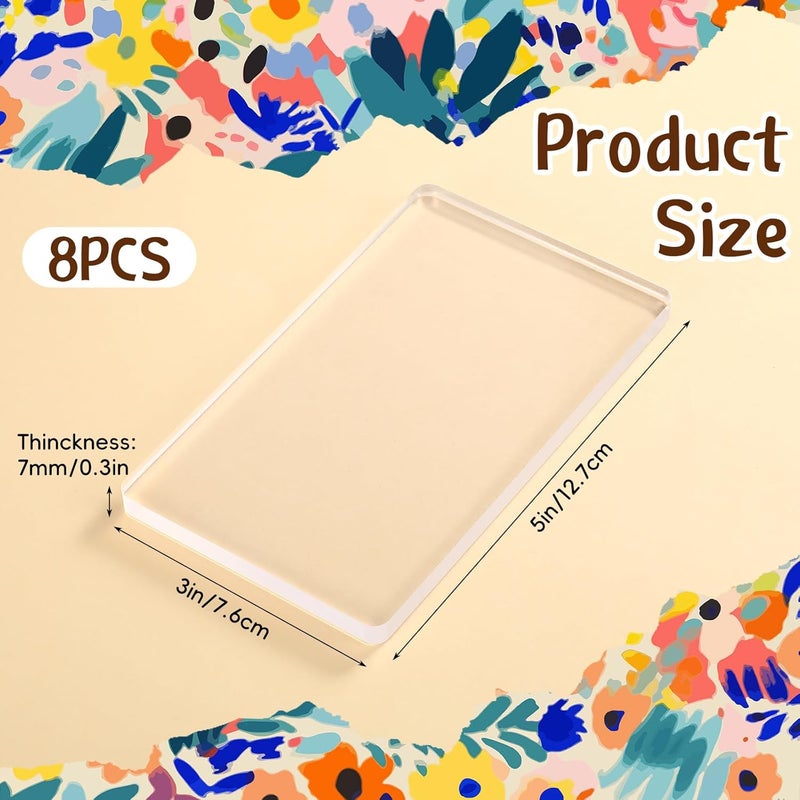 Threlaco 8 Pack Monoprinting Print Plates 5 x 3 Inch Reusable Silicone Plate Class Printing Plates for Press Art Printmaking for Card Making, Scrapbooking, Art Craft Scrapbooking and Journaling - Image 2